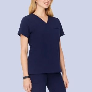 Mandala one pocket scrub top on navy. XS